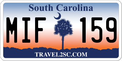 SC license plate MIF159