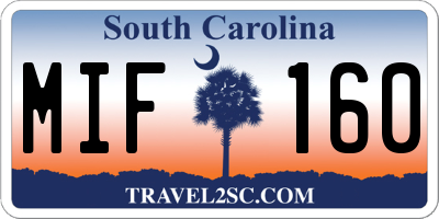 SC license plate MIF160