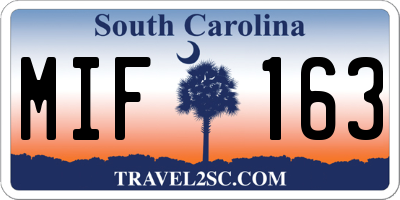 SC license plate MIF163