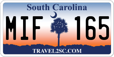SC license plate MIF165