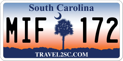 SC license plate MIF172