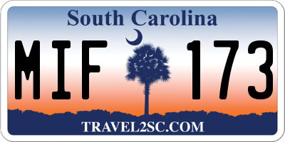 SC license plate MIF173