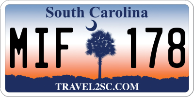 SC license plate MIF178