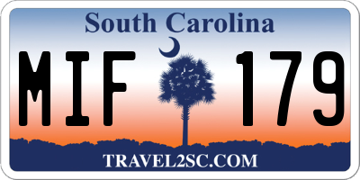 SC license plate MIF179