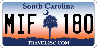 SC license plate MIF180