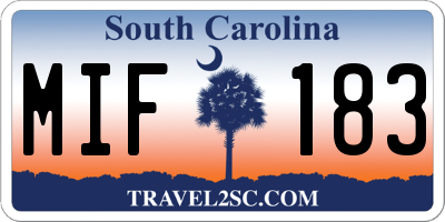 SC license plate MIF183