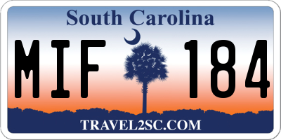 SC license plate MIF184
