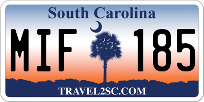 SC license plate MIF185