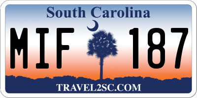 SC license plate MIF187