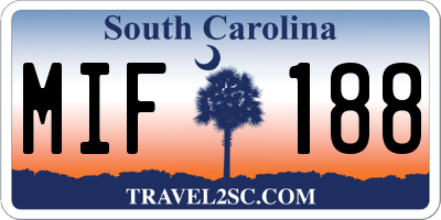 SC license plate MIF188