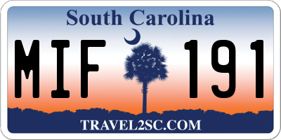 SC license plate MIF191