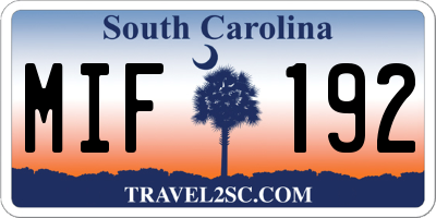 SC license plate MIF192