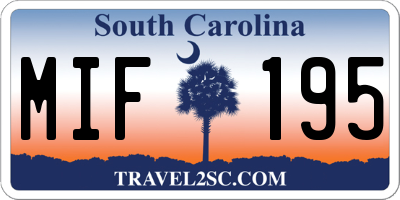 SC license plate MIF195