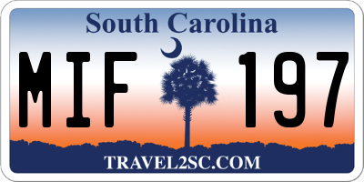SC license plate MIF197