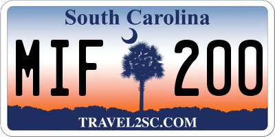 SC license plate MIF200