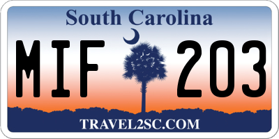 SC license plate MIF203