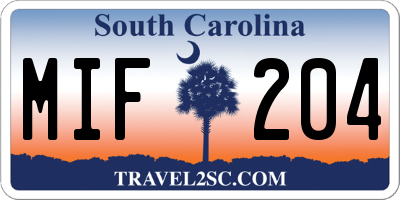 SC license plate MIF204