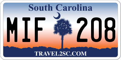 SC license plate MIF208