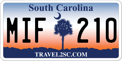 SC license plate MIF210