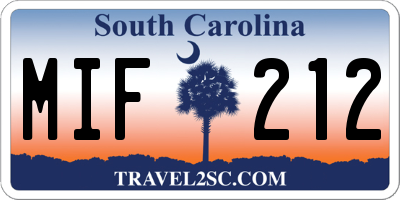 SC license plate MIF212
