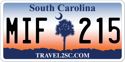 SC license plate MIF215