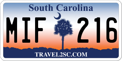 SC license plate MIF216