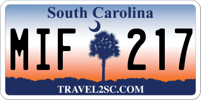 SC license plate MIF217