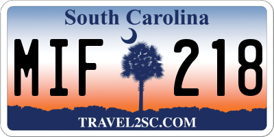 SC license plate MIF218