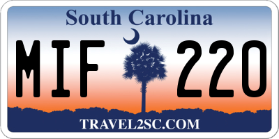 SC license plate MIF220