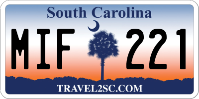 SC license plate MIF221