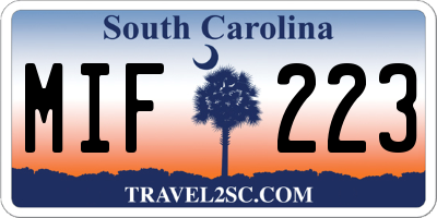 SC license plate MIF223
