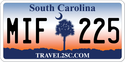 SC license plate MIF225
