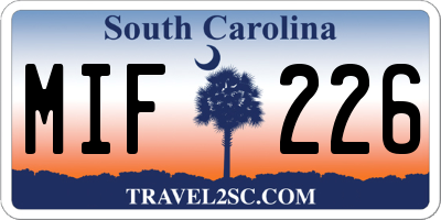 SC license plate MIF226