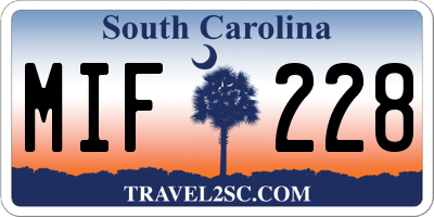 SC license plate MIF228