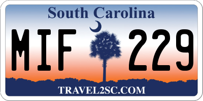 SC license plate MIF229