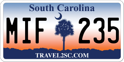 SC license plate MIF235