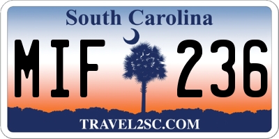 SC license plate MIF236