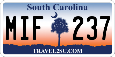 SC license plate MIF237