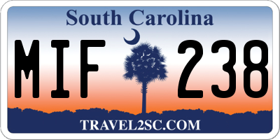 SC license plate MIF238