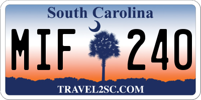 SC license plate MIF240