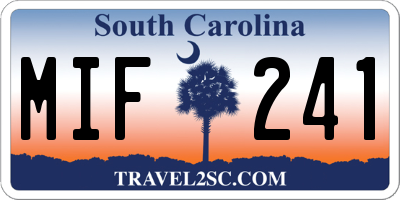 SC license plate MIF241