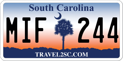 SC license plate MIF244