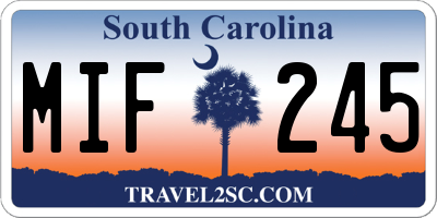 SC license plate MIF245