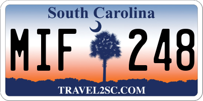 SC license plate MIF248