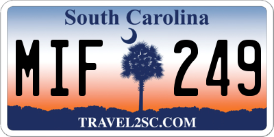 SC license plate MIF249