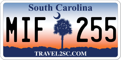SC license plate MIF255
