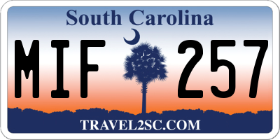 SC license plate MIF257