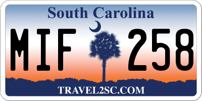 SC license plate MIF258