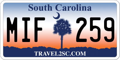 SC license plate MIF259