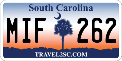 SC license plate MIF262